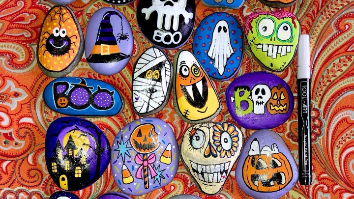 Kavicsfestés halloweeni hangulatban