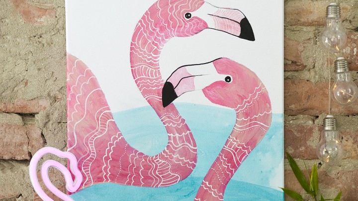 Sablon a flamingós faliképhez