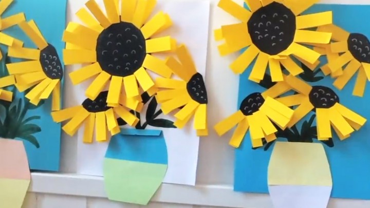 Van Gogh ihlette napraforgócsokor papírból