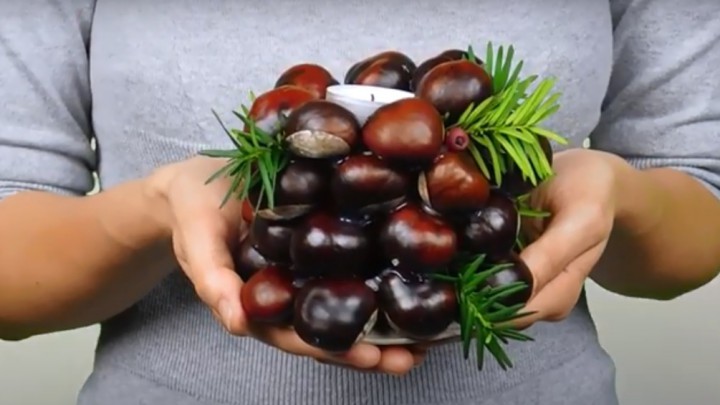 Négy őszi dekoráció gesztenyéből
