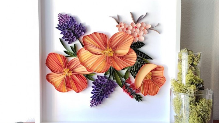 Csodálatos virágkompozíciók quilling-technikával